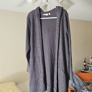 Charcoal Hooded Cardigan with Pockets